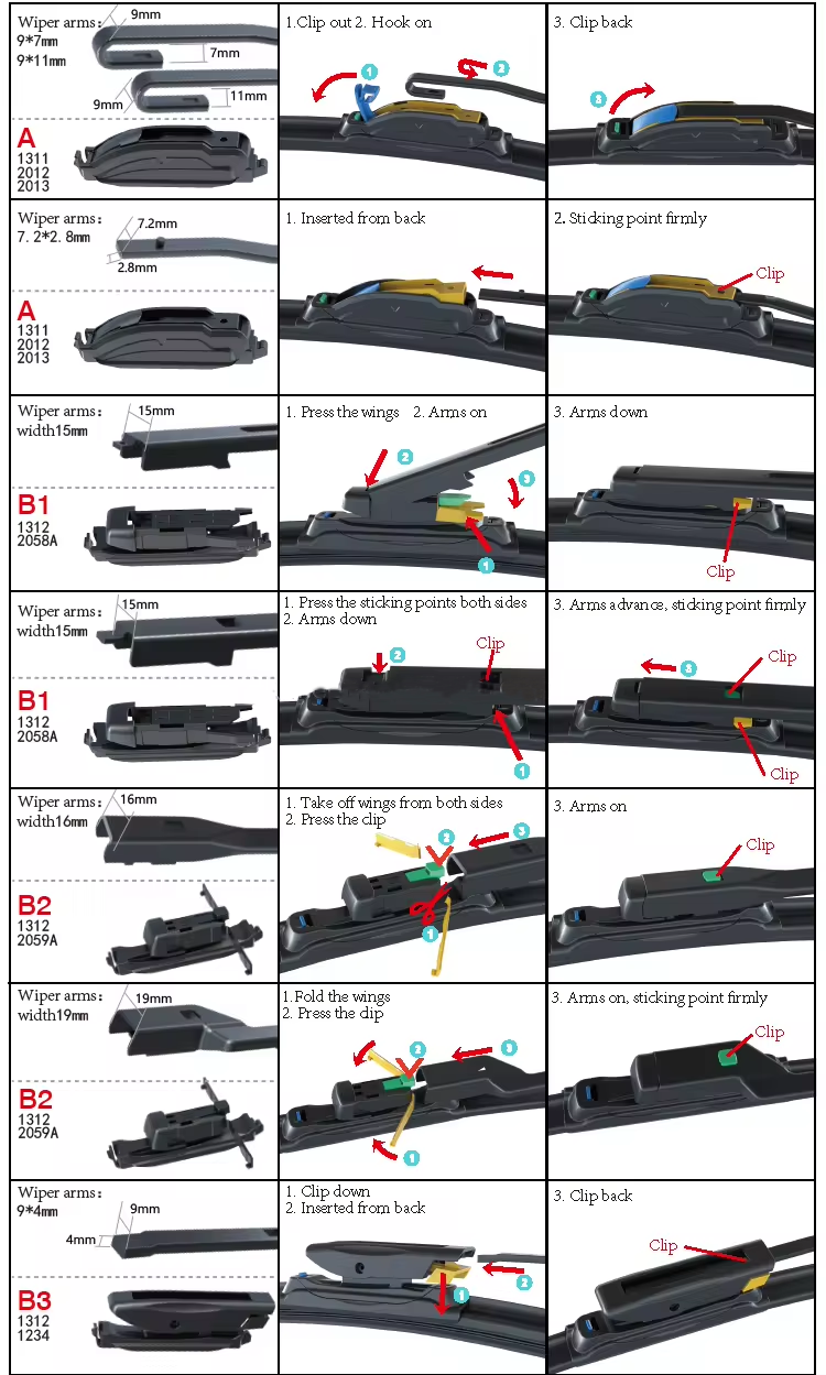 how to intall hybrid wiper blades